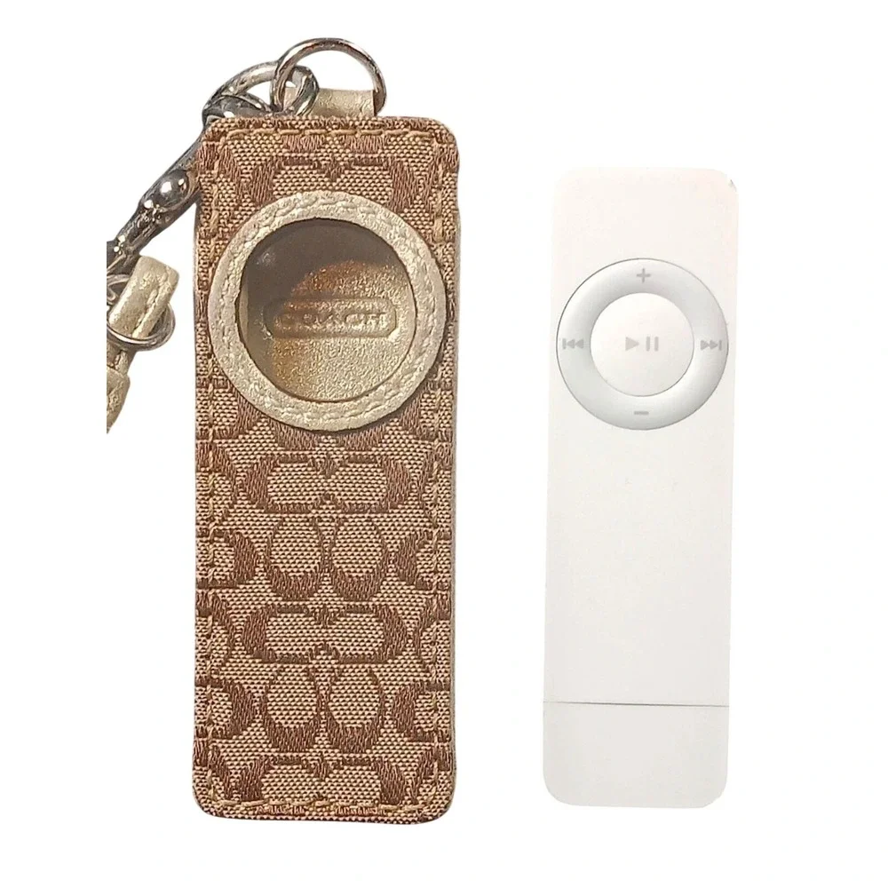 Coach Signature C Canvas iPod Shuffle 1st Gen Case Gold Khaki Lanyard‎ Vtg Y2K